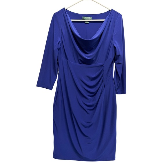 Lauren Ralph Lauren Dresses & Skirts - Lauren Ralph Lauren Dress Cowl Neck Ruched 12P Royal Blue Women